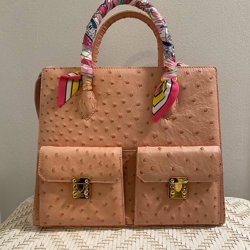 Lana Marks Ostrich Pink Tote Bag
